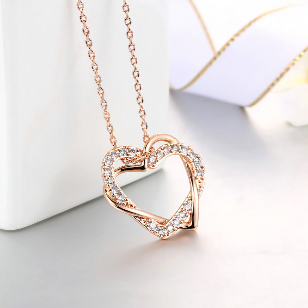 Heart to heart rose gold necklace