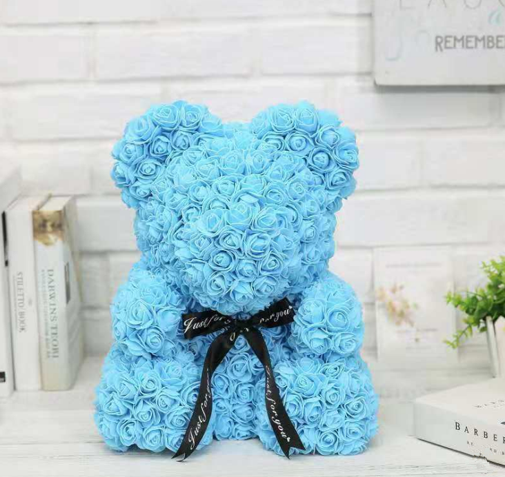 25cm Flower Rose Bear