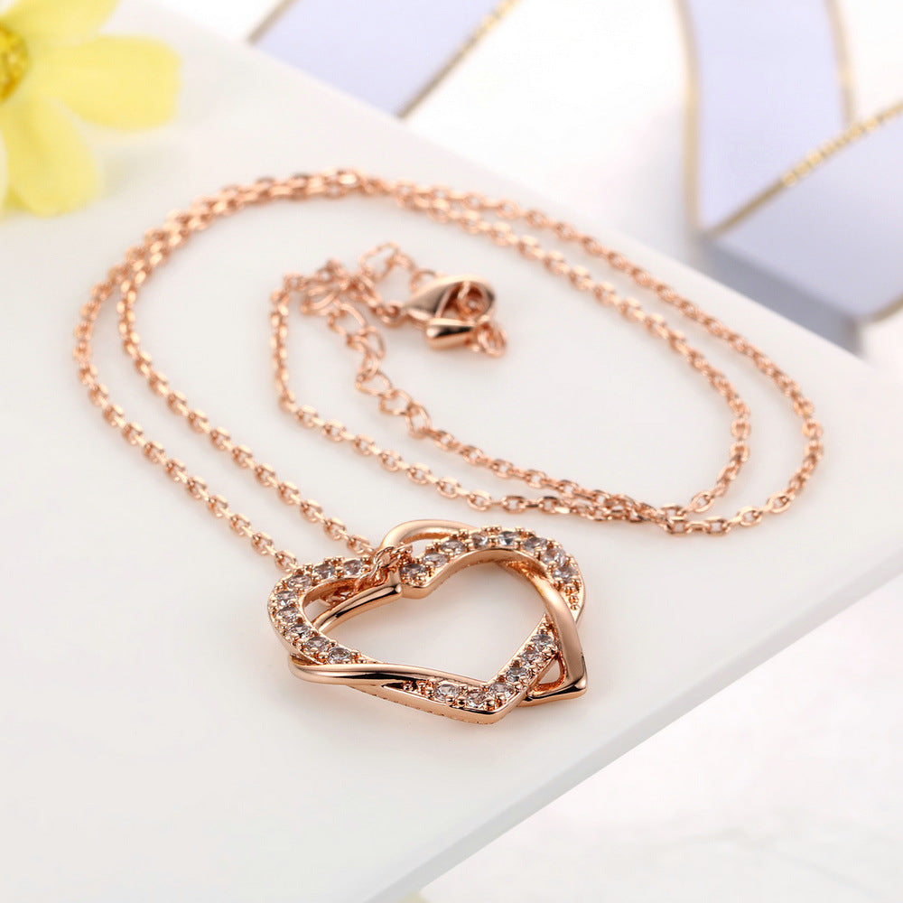 Heart to heart rose gold necklace