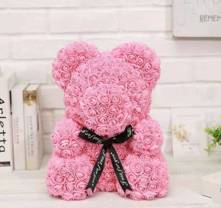 25cm Flower Rose Bear