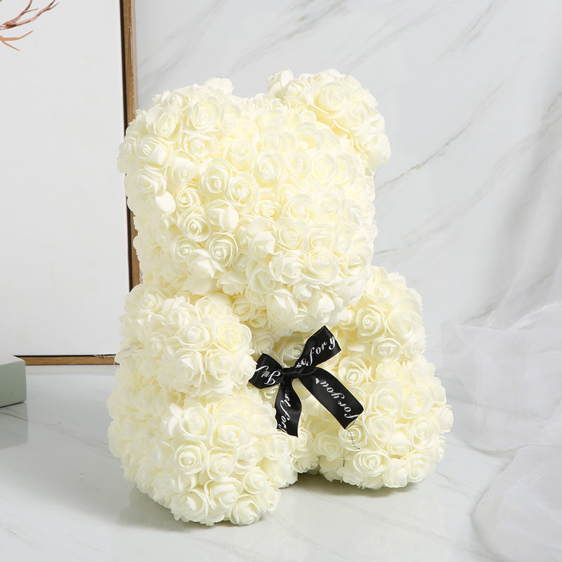 25cm Flower Rose Bear