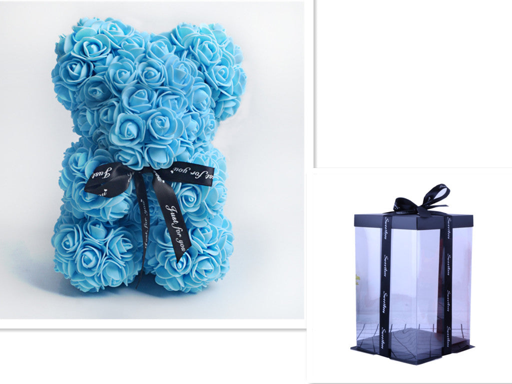 25cm Flower Rose Bear