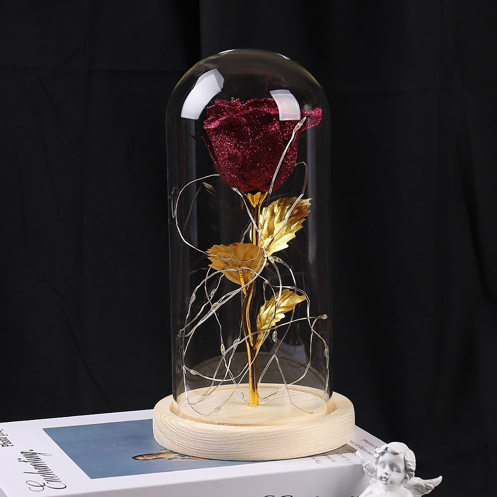 Rose Flowers LED Light In Glass Cover