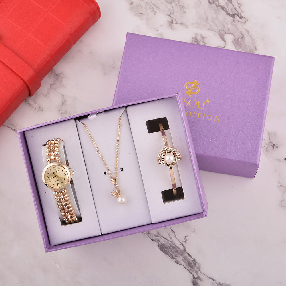 Women's Watch, Necklace & Bracelet Gift Set