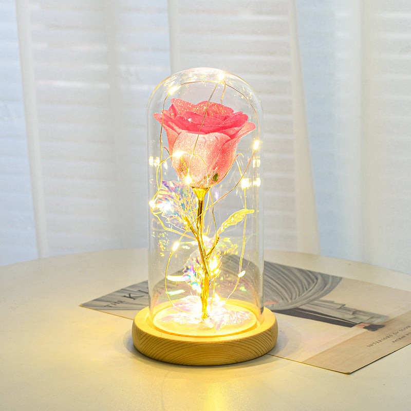 Rose Flowers LED Light In Glass Cover